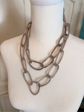 Multi-Strand Chain Link Necklace in Shades of Silver